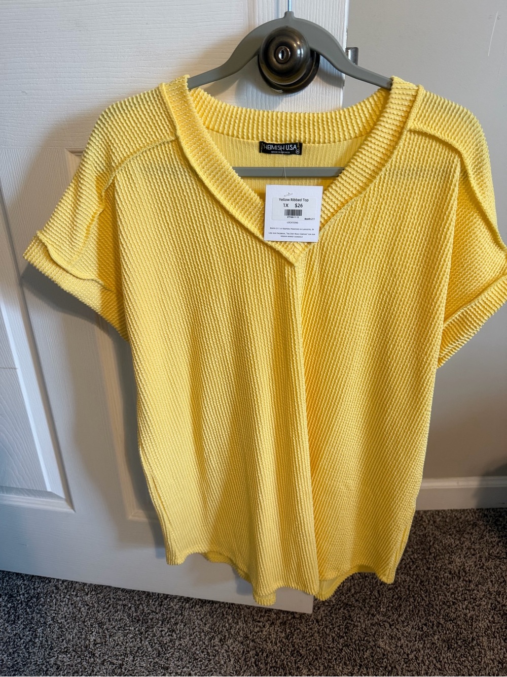 HEIMISH USA Bright Yellow V-Neck Short Sleeve Knit Top
